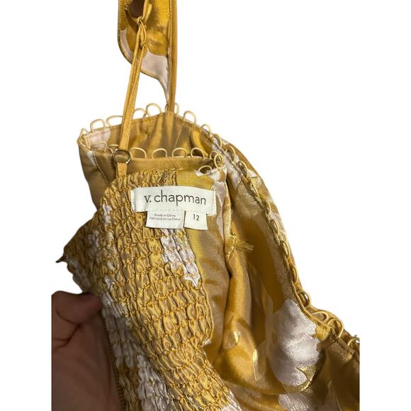 V. Chapman Gold Floral Midi Dress - Picture 14 of 16